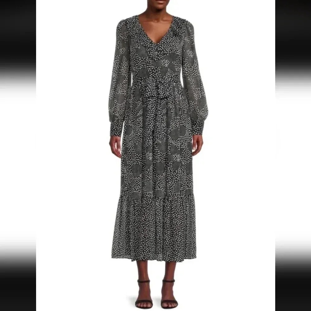 KARL LAGERFELD PARIS Print Belted Maxi Dress
